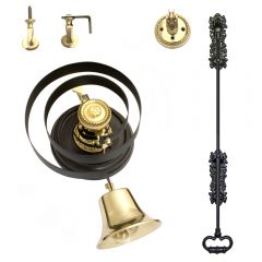 Polished Brass Butlers Bell & Black Iron Pull