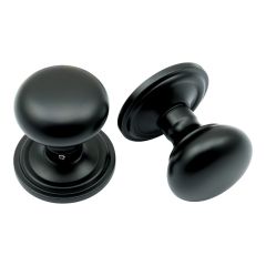 Concealed Fix Mushroom Mortice Knob - Matt Black