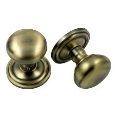 Concealed Fix Mushroom Mortice Knob - Antique Brass